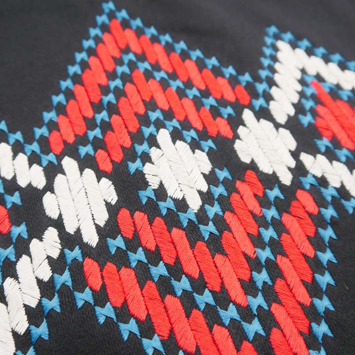 フェローズ 24S-PNEP1 ネイティブ柄 刺繍 ジップアップ フーディー メンズ ジップパーカー ブラック パーカー 刺繍 裏毛スウェット オールシーズン