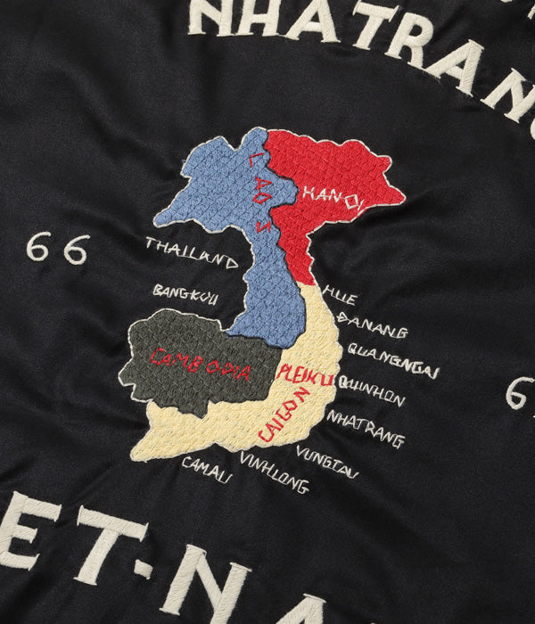 Mid 1960s Style Cotton Vietnam Jacket “VIETNAM MAP”:BLACK