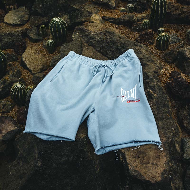 セントマイケル SM-HR8-0000-060 SWEAT SHORTS / RIBON SAINT / BLUE メンズ スウェット ショートパンツ
