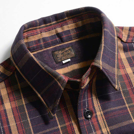 25SS デラックスウエア HV-55 JAPAN ANTIQUE COLOR ネイビーパープル メンズ 長袖 ネルシャツ 11oz