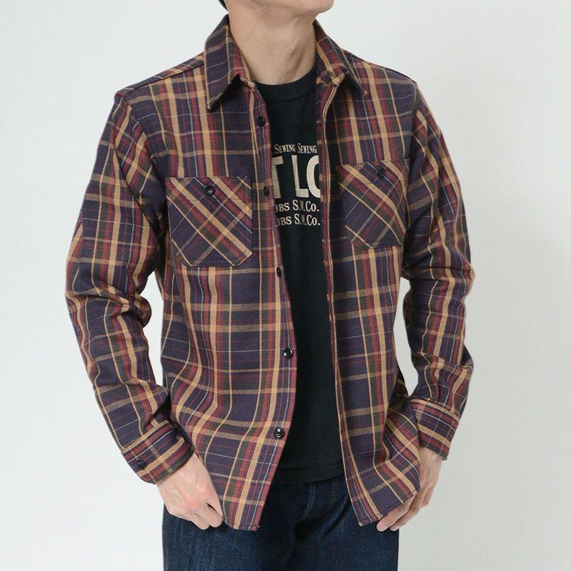 25SS デラックスウエア HV-55 JAPAN ANTIQUE COLOR ネイビーパープル メンズ 長袖 ネルシャツ 11oz