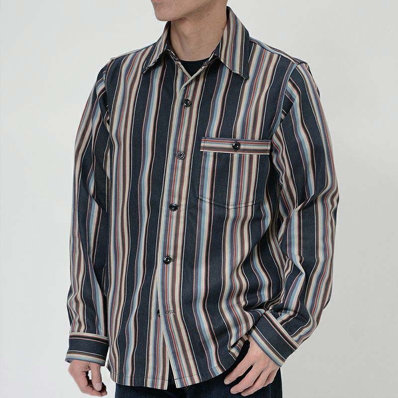 25SS デラックスウエア HV-56 NATIVE STRIPE ネイビーストライプ メンズ 長袖 ネルシャツ 10.5oz