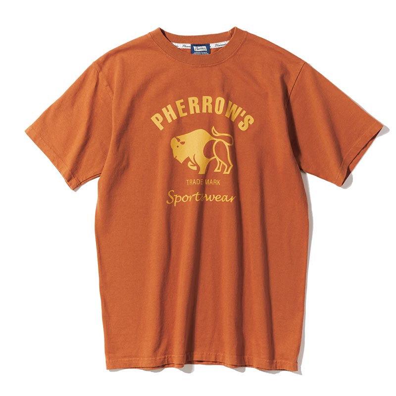 フェローズ 25S-PT2 バッファロー プリントTシャツ B.オレンジ メンズ 半袖 カットソー