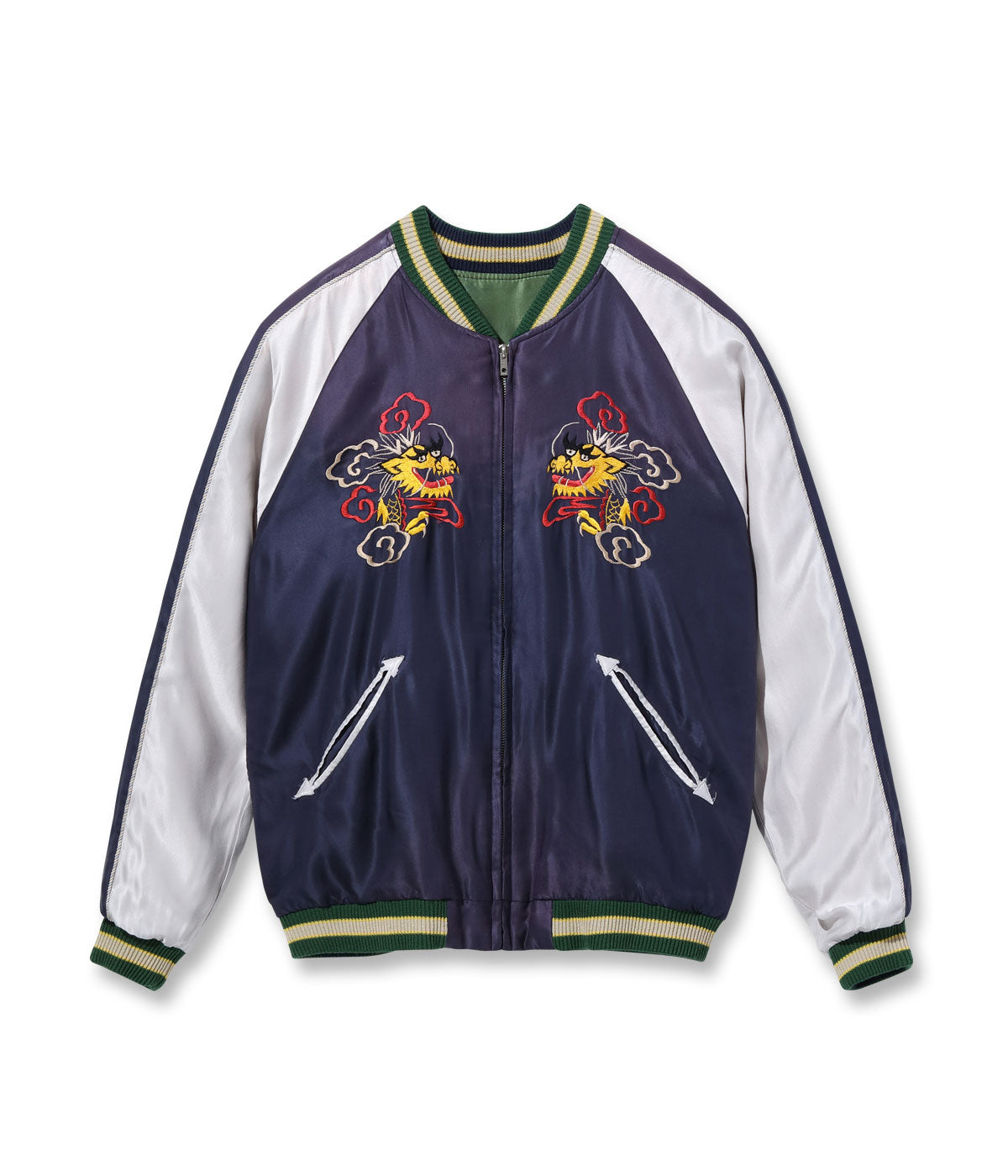 テーラー東洋 Lot No. TT15492-128 / Mid 1950s Style Acetate Souvenir Jacket “DRAGON” × “DRAGON & TIGER” (AGING MODEL)