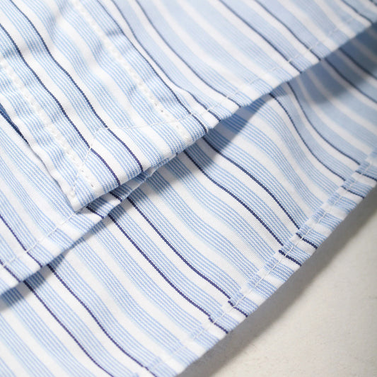バウワウ BW241-BRSS BANDANNA REPAIR STRIPE SHIRTS BLUE STRIPE バンダナ ストライプ ボタンダウンシャツ ブルー メンズ