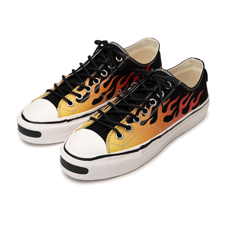 カミヤ G14FW703 "Joey"Fire Pattern Vulcanized Sneaker ブラック メンズ スニーカー シューズ