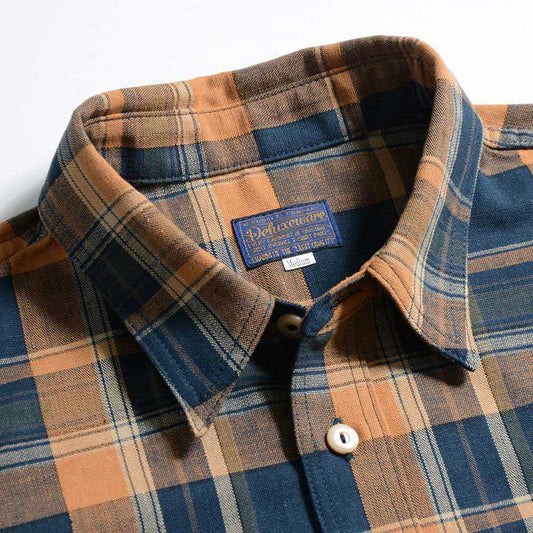 25SS デラックスウエア MV-15 ORANGE NAVY CHECK オレンジネイビー メンズ 長袖 ネルシャツ