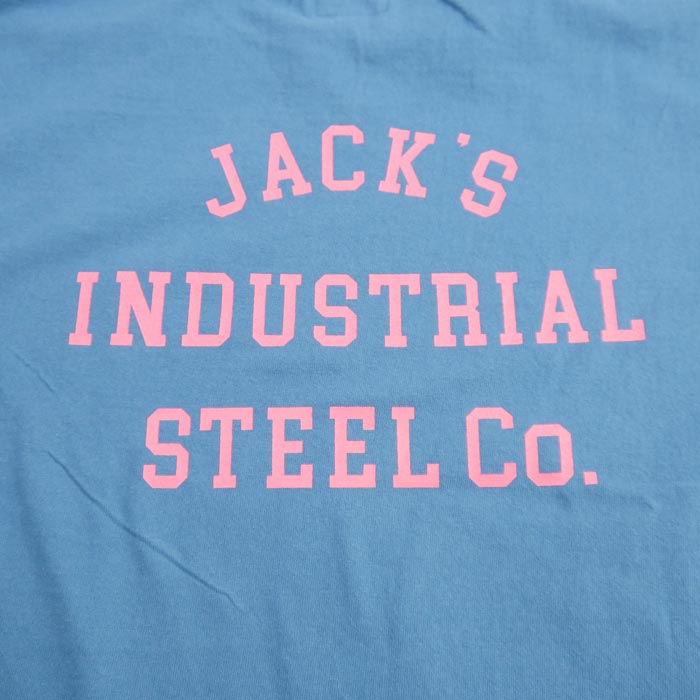フェローズ 24S-PT3 JACK'S INDUSTRIAL STEEL Co. メンズ プリント Tシャツ S.ブルー バックプリント ワッペン カスタム カットソー
