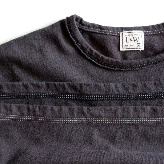 ループアンドウェフト LRC1091 RECYCLED NEP PLATING DOT SEAM S/S CREWNECK ショートスリーブクルーネック A. BLACK