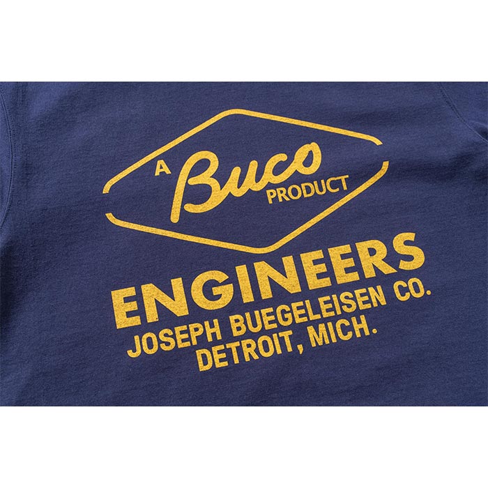 ブコ BC24003 BUCO TEE / ENGINEERS ネイビー 140 メンズ 半袖 プリント Tシャツ バインダーネック バックプリント