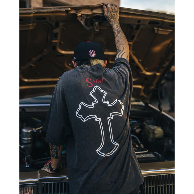 セントマイケル SM-HR8-0000-C14 2PAC 2PC_SS TEE / BLACK メンズ 半袖 プリント Tシャツ バックプリント 2PAC コラボ