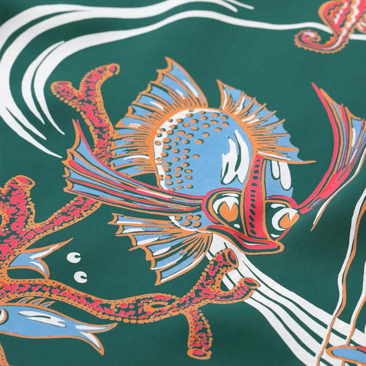 サンサーフ Lot No. SS39417 RAYON HAWAIIAN SHIRT “BUG EYED FISH” グリーン メンズ レーヨン アロハシャツ