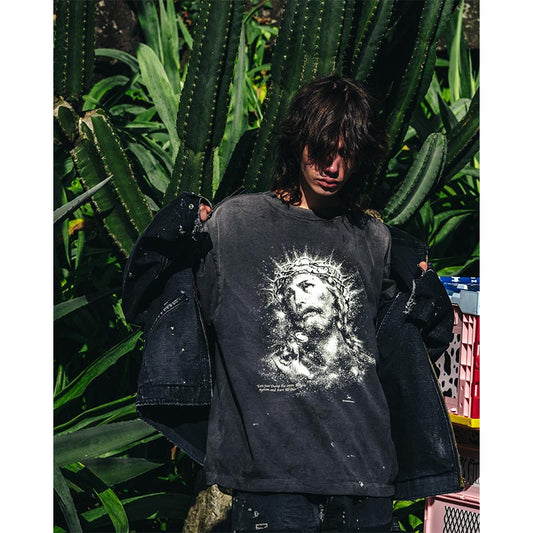 セントマイケル SM-HR8-0000-016 SS TEE / JESUS / BLACK メンズ 半袖 プリント Tシャツ