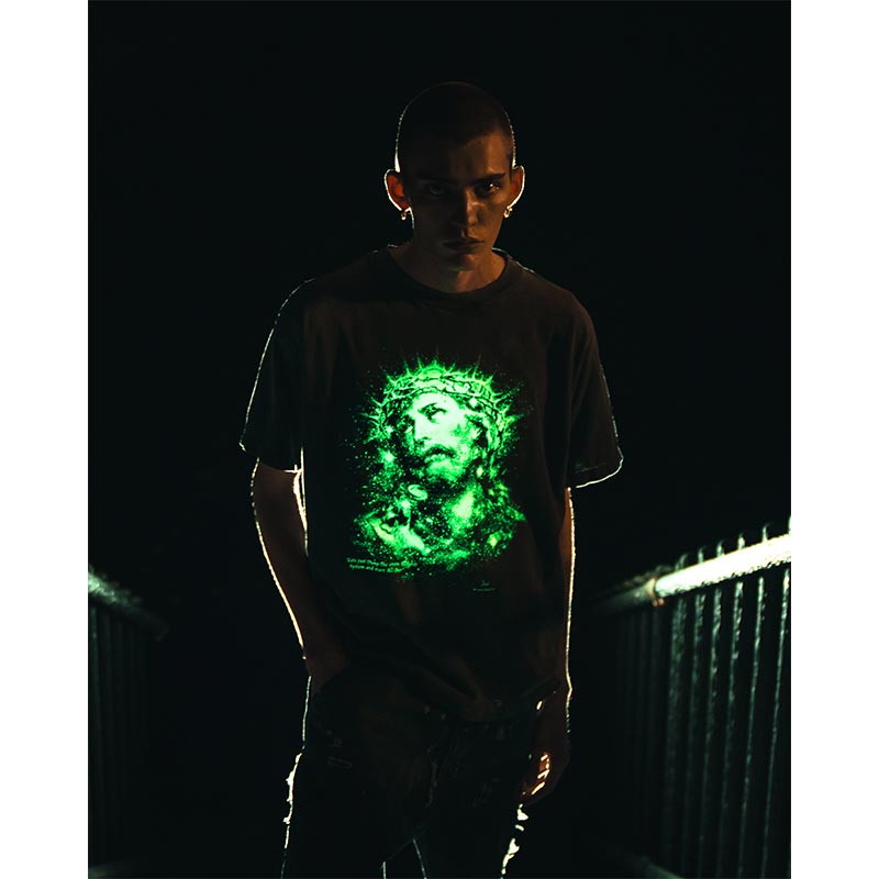 セントマイケル SM-HR8-0000-016 SS TEE / JESUS / BLACK メンズ 半袖 プリント Tシャツ