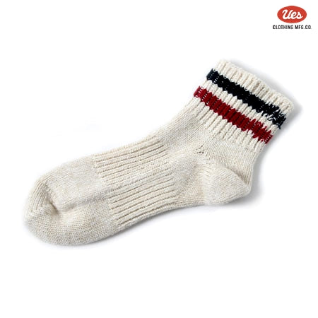 ライン入りスニーカーソックス ホワイト×赤紺ライン