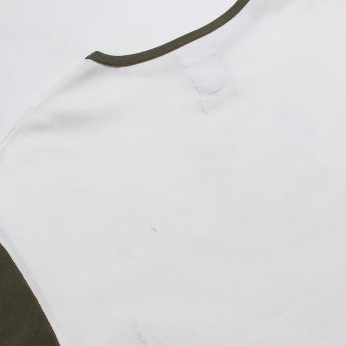 バウワウ BW251-BRSCA USMC BULLDOG RIBBED SS CS AGING WHITE × OLIVE AGING メンズ 半袖 プリント Tシャツ ラグラン