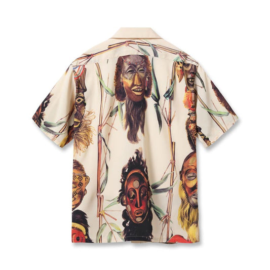 サンサーフ Lot No. SS39481 SUN SURF SPECIAL EDITION “BATTLE MASK” オフホワイト メンズ レーヨン アロハシャツ