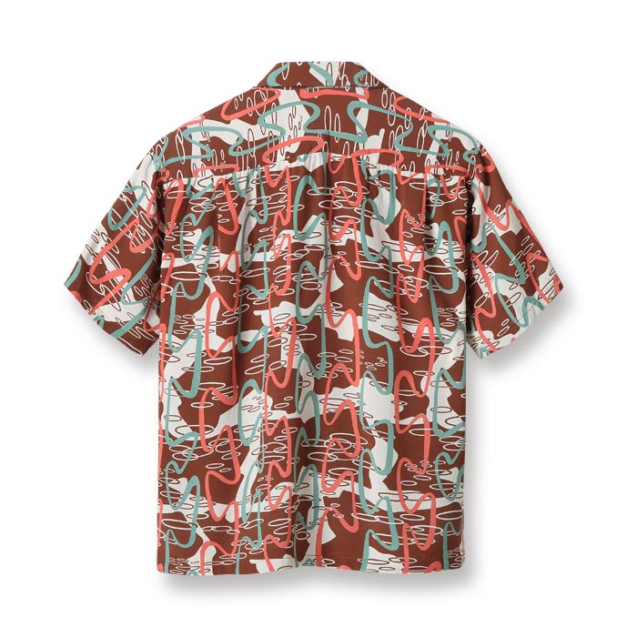 HIGH DENSITY RAYON OPEN SHIRT “UNDERWATER” 138 ブラウン