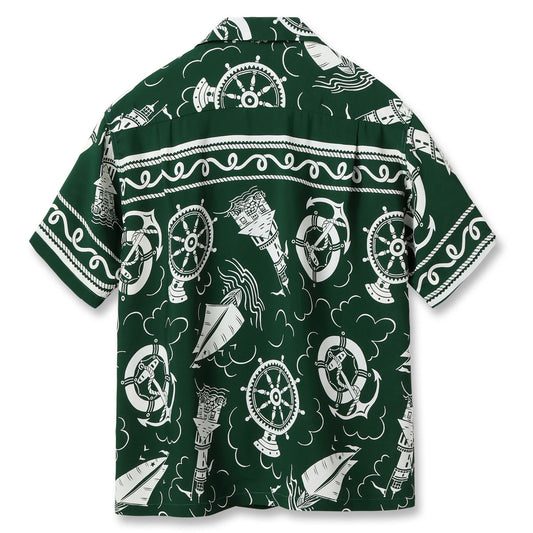 サンサーフ Lot No. SS39230 RAYON HAWAIIAN SHIRT “ALL ABOARD” グリーン メンズ レーヨン アロハシャツ