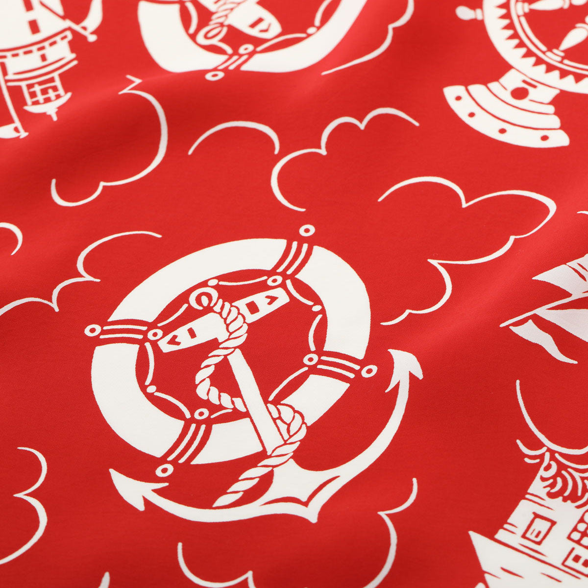 サンサーフ Lot No. SS39230 RAYON HAWAIIAN SHIRT “ALL ABOARD” レッド メンズ レーヨン アロハシャツ