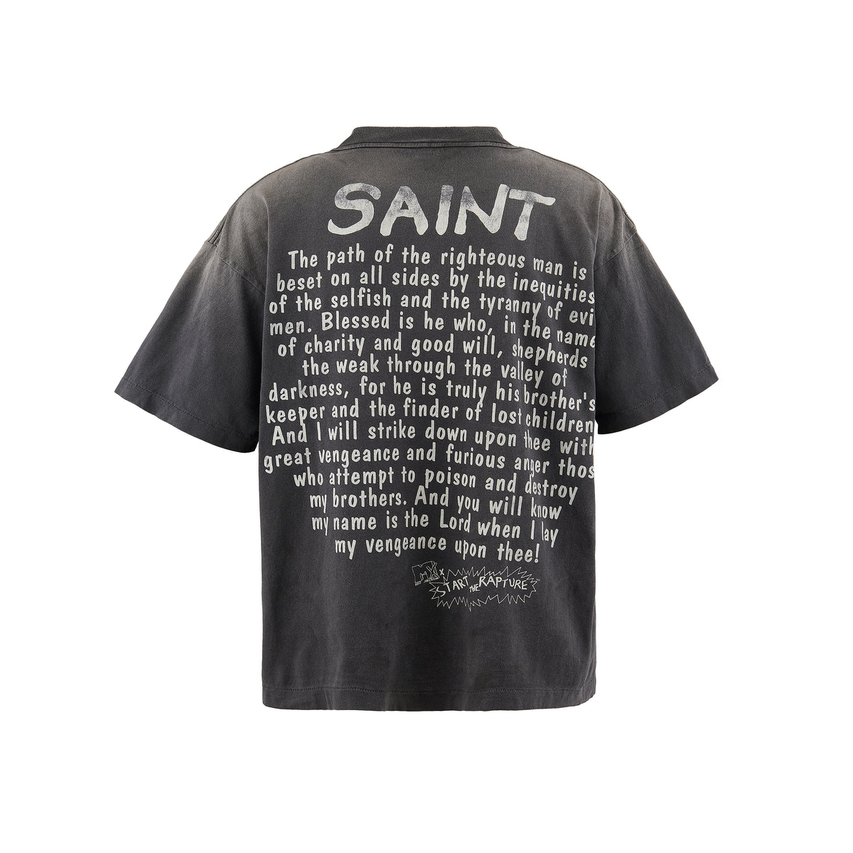 SAINT Mxxxxxx SM-HR8-0000-015 SS TEE /RAPTURE / BLACK メンズ 半袖 プリント Tシャツ バックプリント