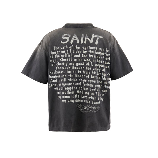 SAINT Mxxxxxx SM-HR8-0000-015 SS TEE /RAPTURE / BLACK メンズ 半袖 プリント Tシャツ バックプリント