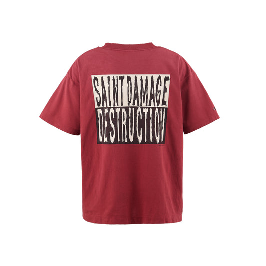 SAINT Mxxxxxx SM-HR8-0000-030 SS TEE /?/ BURGUNDY メンズ 半袖 プリント Tシャツ バックプリント