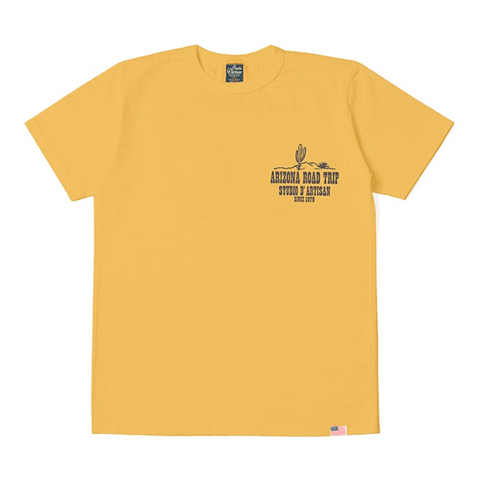 ステュディオ・ダ・ルチザン 8105A USAコットンプリントTシャツ イエロー アリゾナロードトリップ 半袖 バックプリント