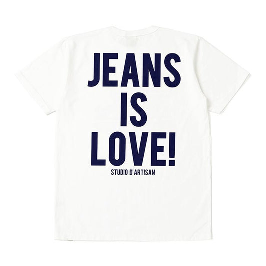 ステュディオ・ダ・ルチザン 8106A USAコットンプリントTシャツ ジーンズイズラブ ホワイト 半袖 バックプリント