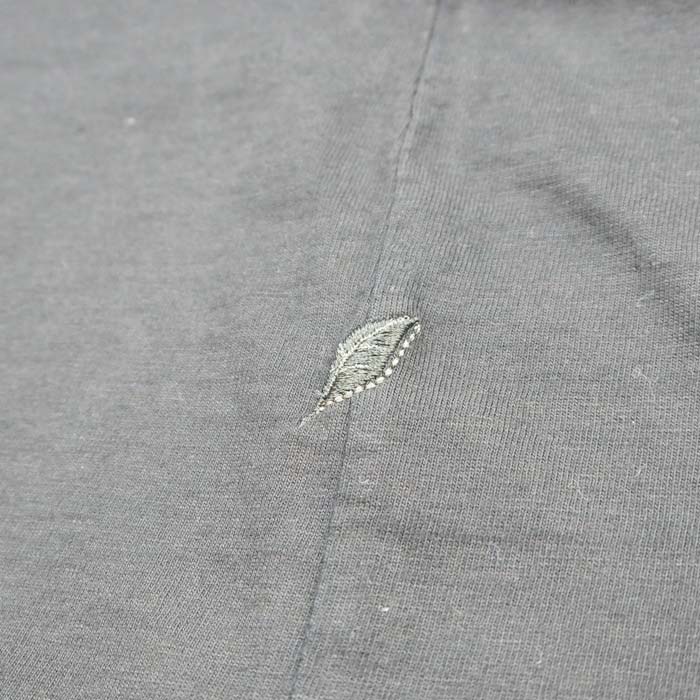 ピュアブルージャパン SS-5011-IDBK Indigo Jersey Crew Neck T-shirt インディゴ天竺クルーネックTシャツ インディゴ+ブラック メンズ 無地 半袖 カットソー リーフ刺繍