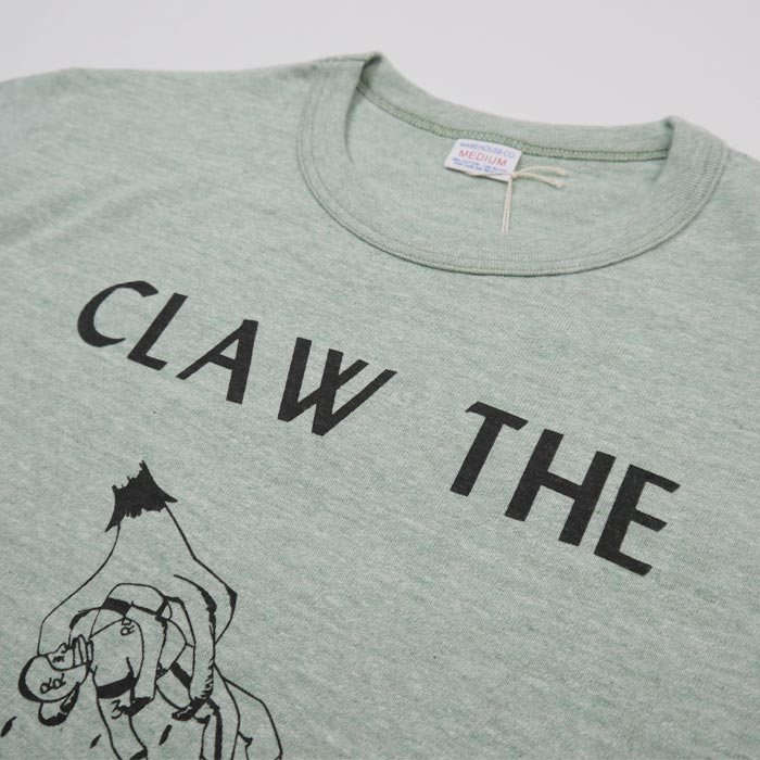ウエアハウス WHTS-23SS042 Lot 4096 88/12杢クルーネックT CLAW グリーン プリント Tシャツ カットソー 杢天竺
