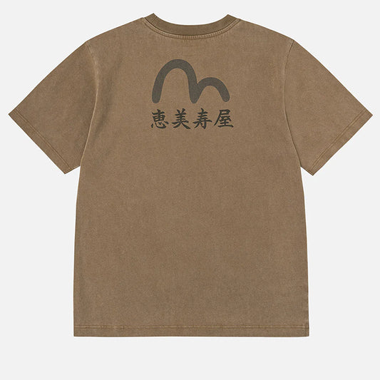 EVISU カモメプリントリラックスフィットTシャツ:カーキ