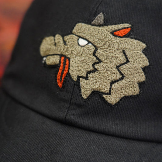 ミスターファットマン 5233005 Wolf HandChainStitch cap BLACK ウルフトリプルコラボレーションキャップ 帽子 ブラック メンズ