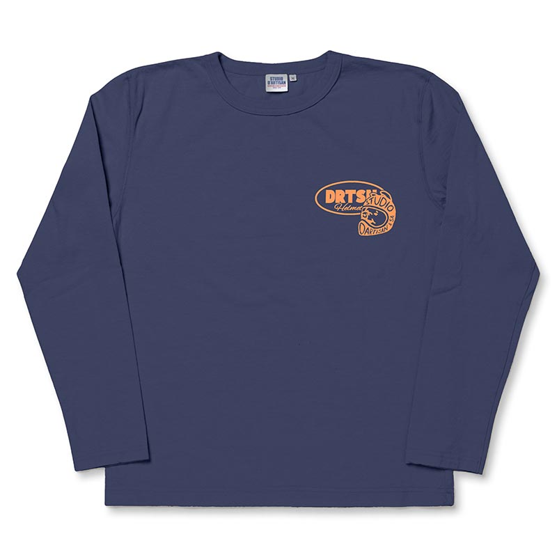 ステュディオ・ダ・ルチザン 8150B プリント長袖Tシャツ ネイビー メンズ ロンT バックプリント