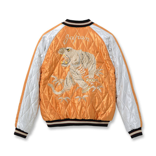 TOYO ENTERPRISE Lot No. TT15791-159 / Early 1950s Style Acetate Quilted Souvenir Jacket “WHITE TIGER” × “LANDSCAPE”