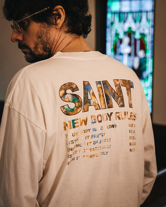 SAINT Mxxxxxx LS TEE NEW BODY RULES / WHITE SM-HR1-0000-035