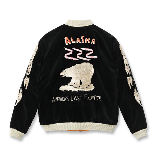 TOYO ENTERPRISE Lot No. TT15792-119 / Late 1950s Style Velveteen Souvenir Jacket “POLAR BEAR” × “ALASKA MAP”
