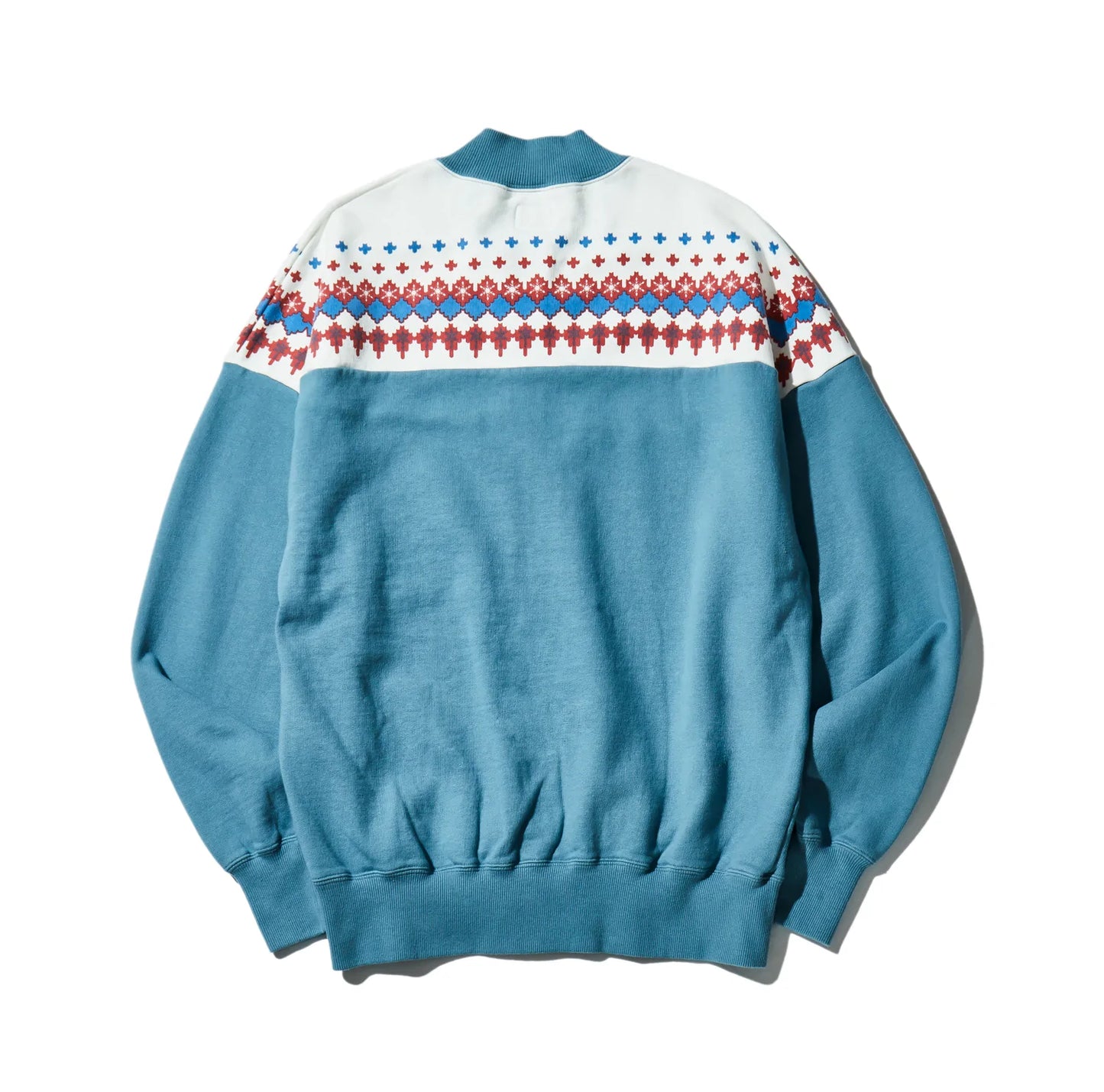 雪柄 スノーパターン SNOW ジップアップスウェット ダブルジップ :SAX