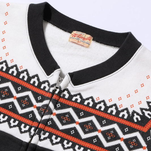 ホワイツビル Lot No. WV69267 / SNOW PATTERN ZIP SWEAT SHIRT BLACK 雪柄スウェット ジップスウェット ブラック メンズ