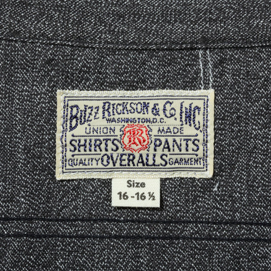 バズリクソンズ Lot No. BR26082 / COTTON COVERT WORK SHIRTS BLACK シャンブレー調 ワークシャツ ブラック メンズ