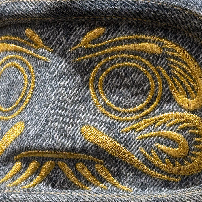 ミカヅキショウテン アップサイクルアートだるま DENIM:GOLD