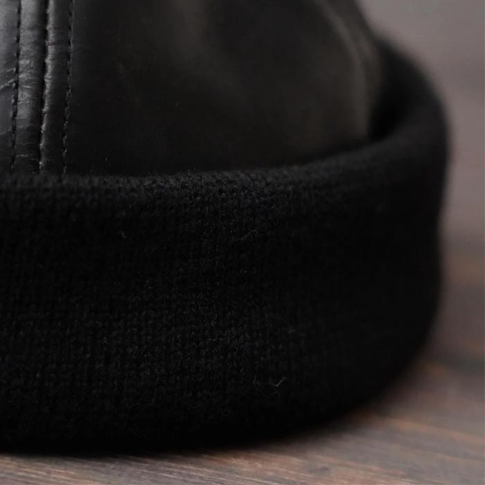 ミスターファットマン 5224011 WHISKERY レザー フィッシャーマンキ ャップ ブラック