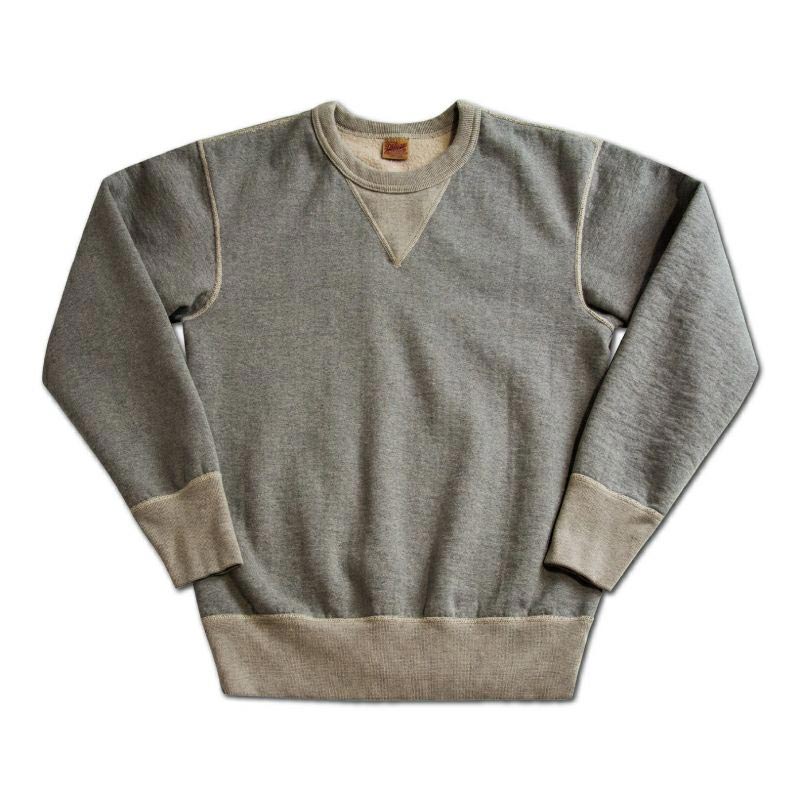 24FW デラックスウエア S101-00 FLAT.SEAM PLAIN 杢GRAY.BEIGE メンズ セットインスウェットシャツ