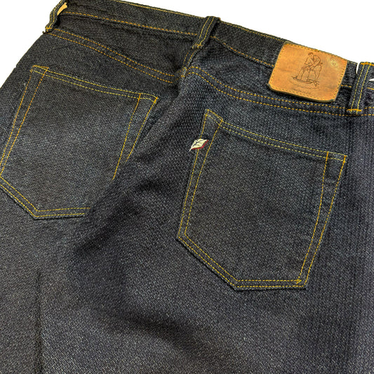 Sashiko 5 Pocket Pants - Loose Fit:Indigo x Indigo sashiko