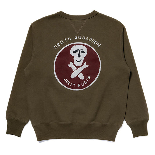 THE REAL McCOY'S,JOE McCOY MILITARY PRINT SWEATSHIRT / JOLLY ROGER:OLIVE