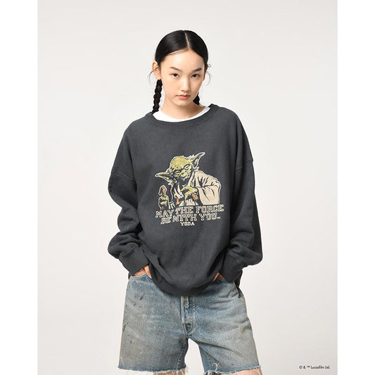 バウワウ BW242-YSS YODA / SWEATSHIRTS LIMITED EDITION BLACK DAMAGED ヨーダ フロッキー スウェット