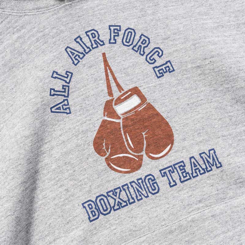 ザ リアルマッコイズ MC24108 MILITARY PRINT HOODED SWEATSHIRT / AIR FORCE BOXING TEAM グレー メンズ プリント パーカー
