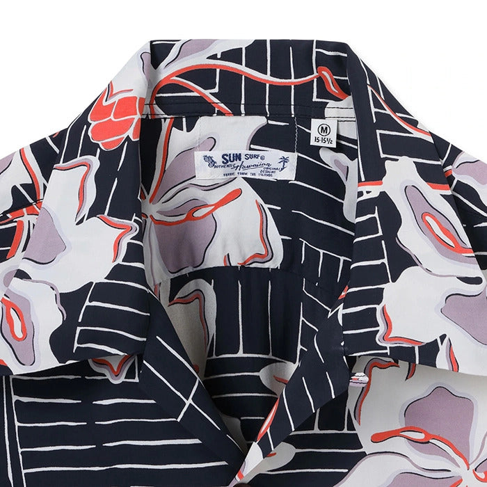 SUN SURF(サンサーフ)SS39615 / RAYON HAWAIIAN SHIRT “WHITE GINGER”119) BLACK