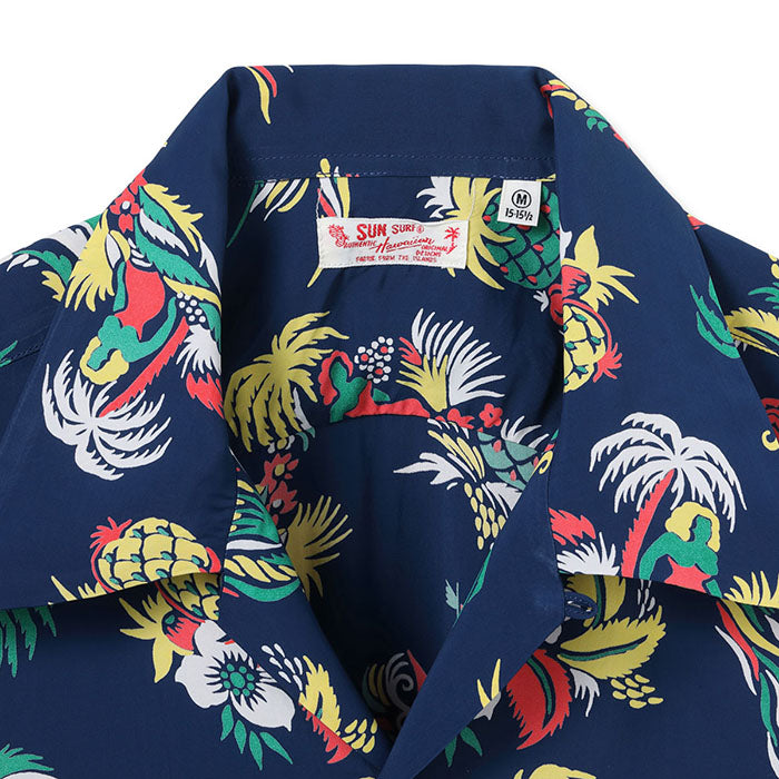 SUN SURF(サンサーフ)Lot No. SS39620 / RAYON HAWAIIAN SHIRT “ISLAND TRIP”:128) NAVY