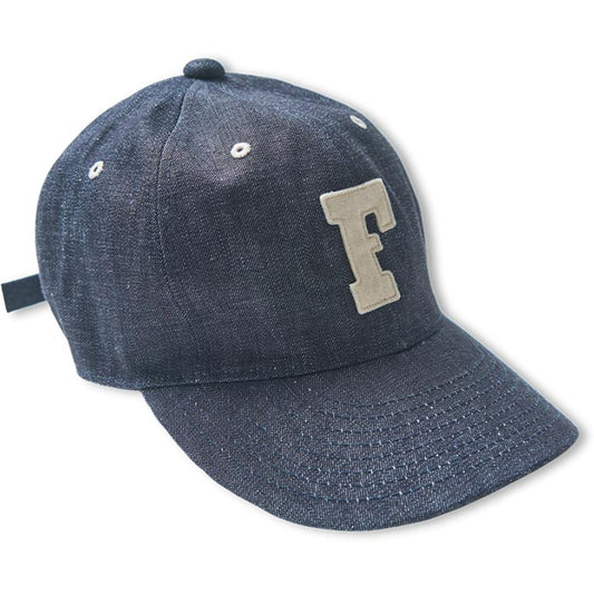 FULLCOUNT 6843 6Panel Denim Baseball ’F’ Cap Indigo Blue Black